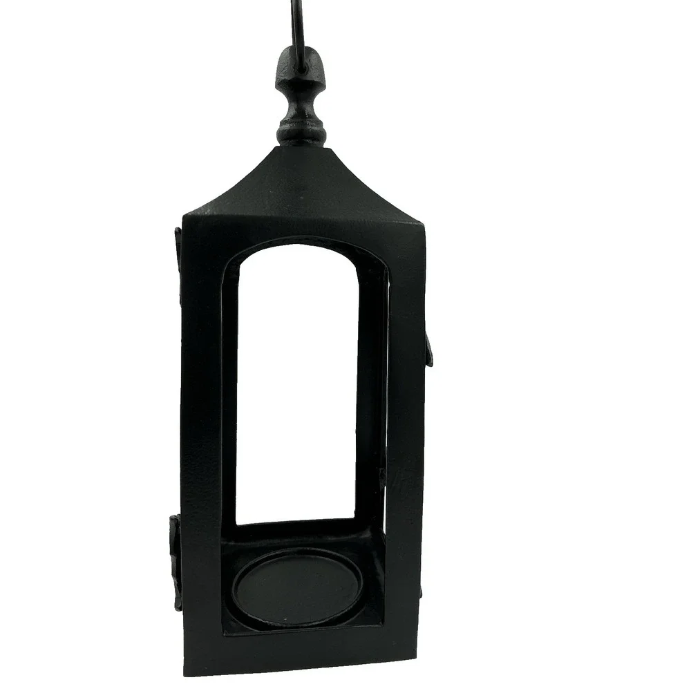 Black Cast Iron Bat Lantern Hanging Candle Holder 16 Inch Gothic Halloween Decor
